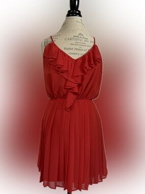 BCBGeneration Vibrant Red Ruffle Mini Dress